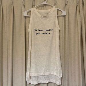 White Sleeveless Top with Text Print